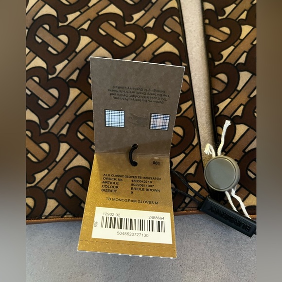 Burberry TB Logo Men’s Leather / Cashmere Gloves 9 NWT - Picture 6 of 9